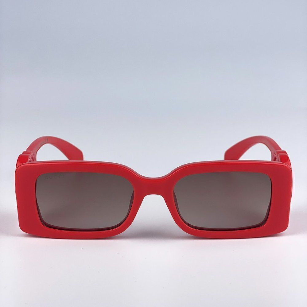 SALE! NEW Gucci GG1325S 005 Red Brown Gradient Rectangle Women Sunglasses - Picture 2 of 13